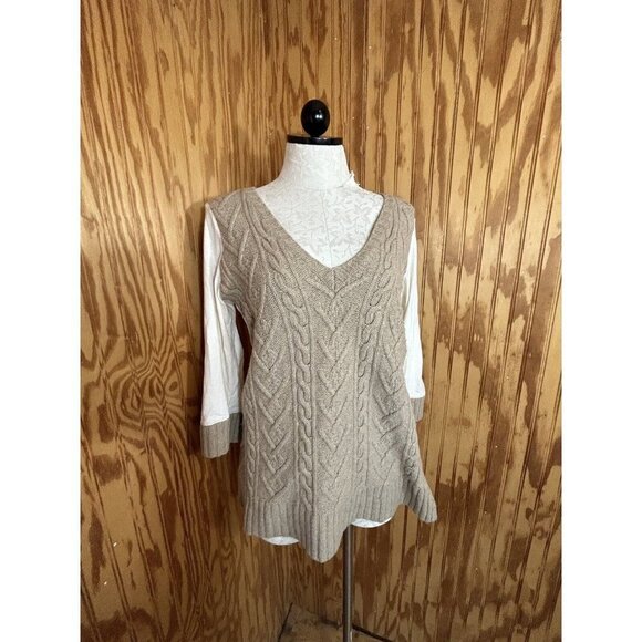 Anthropologie Pilcro and the Letterpress Wool Cable Knit Boho Pullover Sweater M - Picture 3 of 9